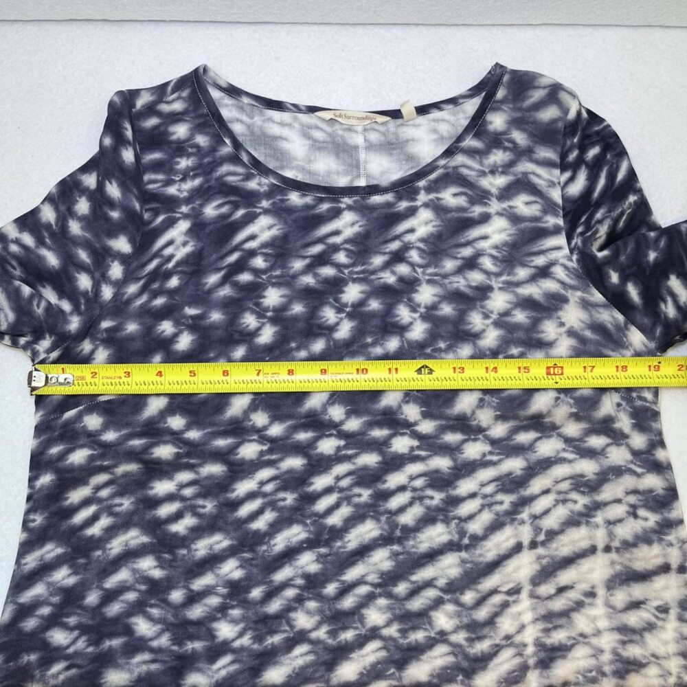 Soft Surroundings long sleeve pockets tie dye tunic blouse blue gray womens M - Picture 9 of 12